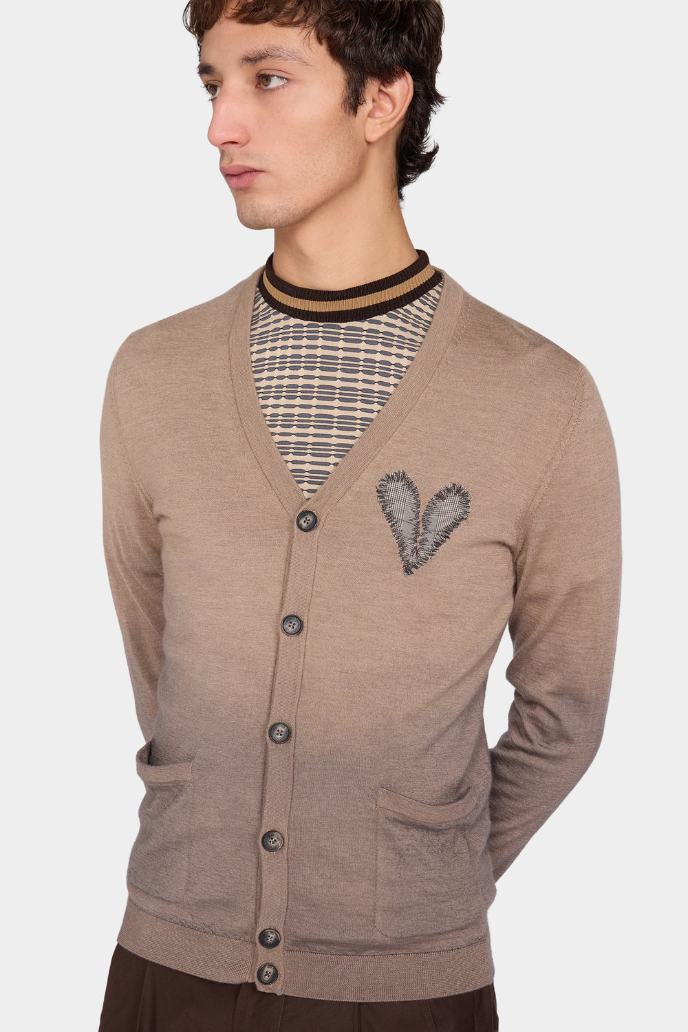 Beige V-Neck Cardigan