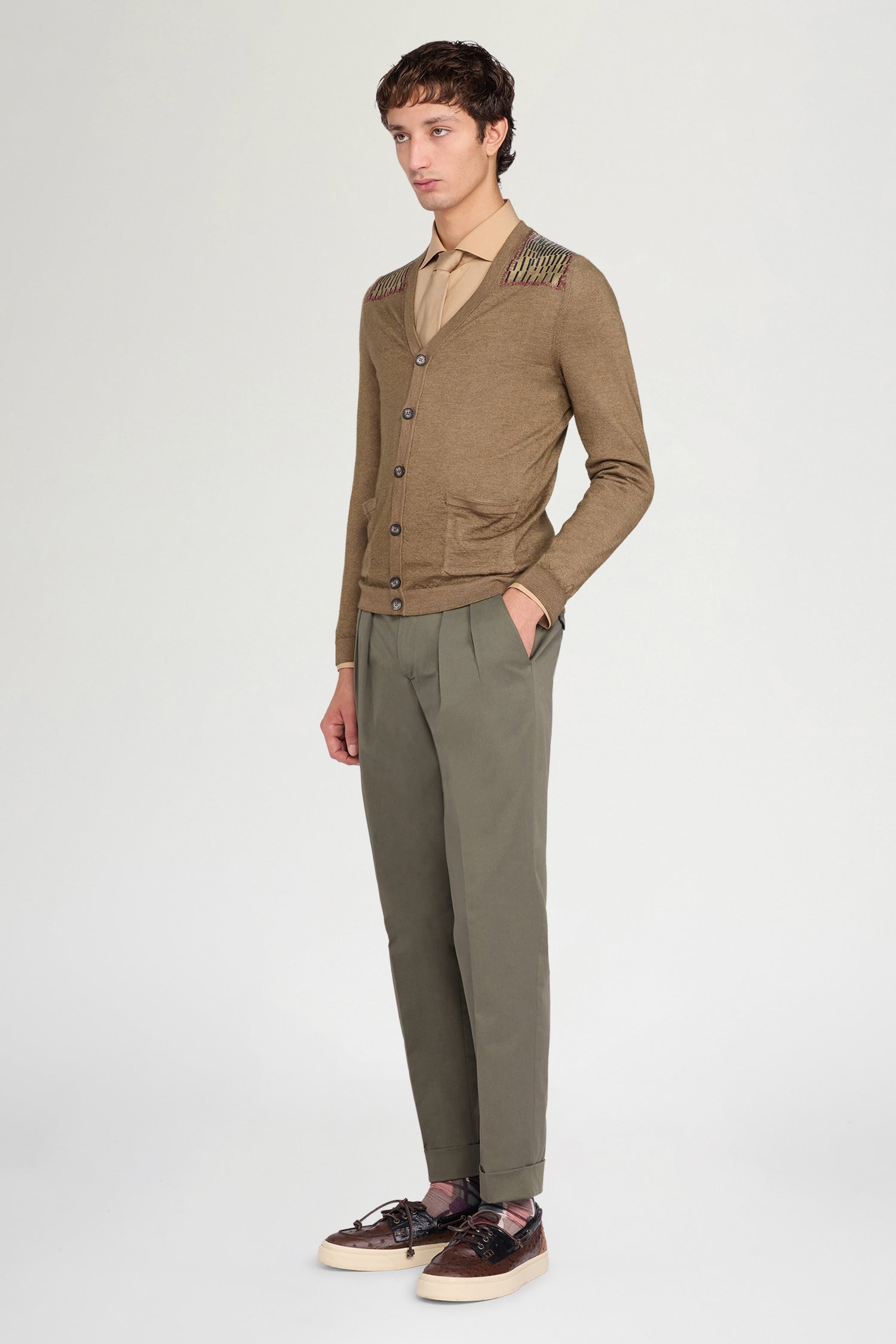 V-Neck Jacquard Cardigan
