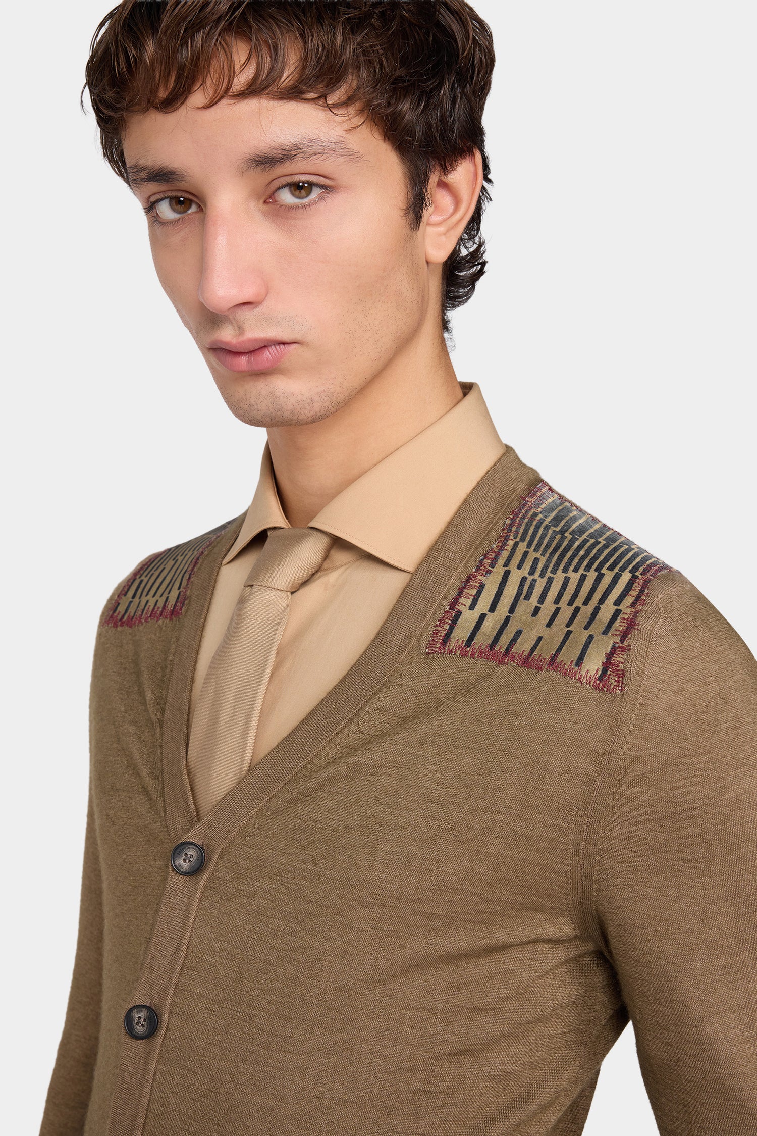 V-Neck Jacquard Cardigan