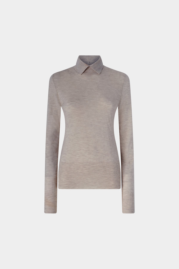 Layered Collar Cashmere Turtleneck