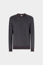 Maglione girocollo in cashmere con bordi a contrasto