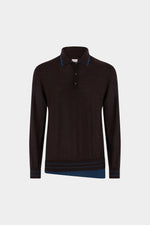 Cashmere Polo with Contrast Stripes