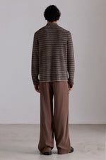 Striped Cashmere Long-Sleeved Polo Shirt