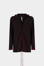 Camicia in cashmere a maglia con volant