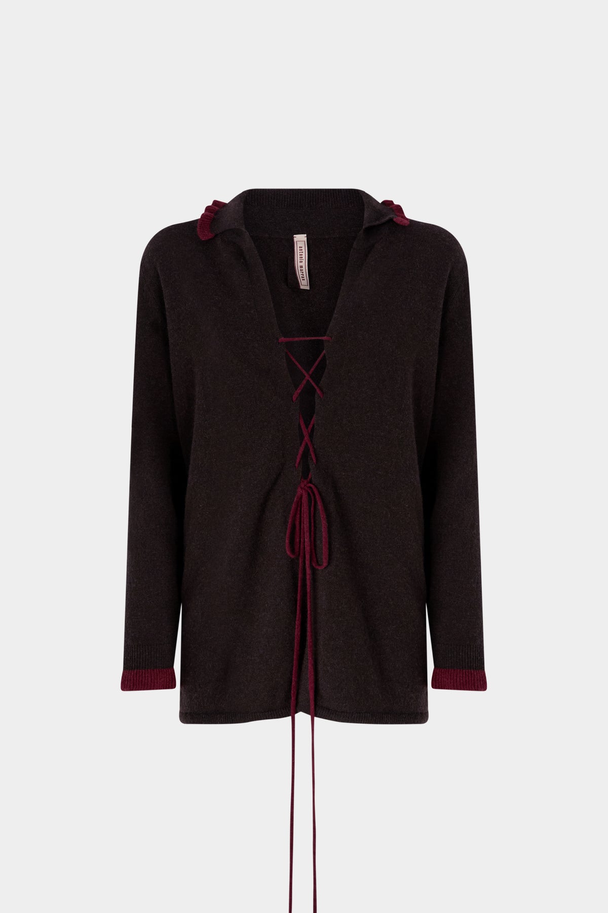 Camicia in cashmere a maglia con volant