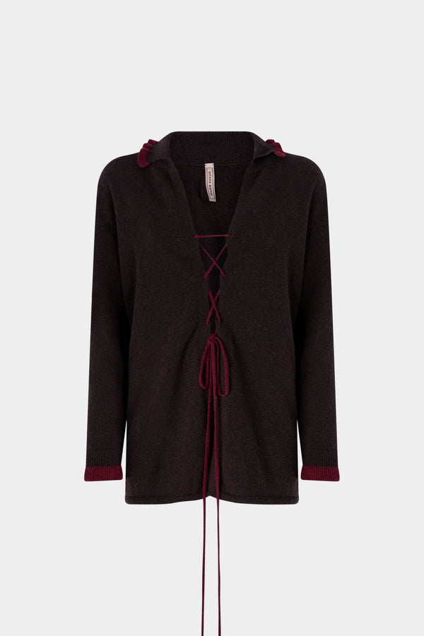 Knitted Cashmere Shirt with Ruffles
