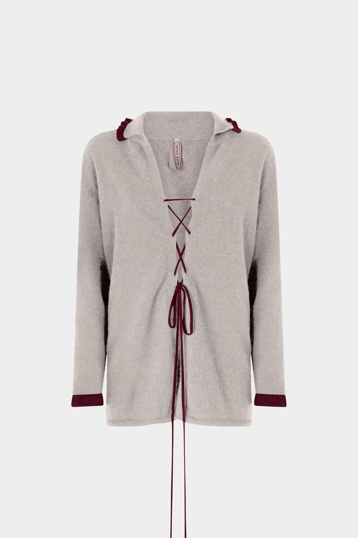 Camicia in cashmere a maglia con volant