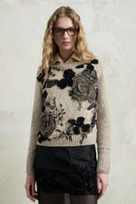 Floral Embroidered Crew-Neck Sweater