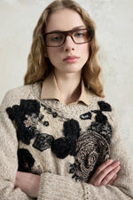 Floral Embroidered Crew-Neck Sweater