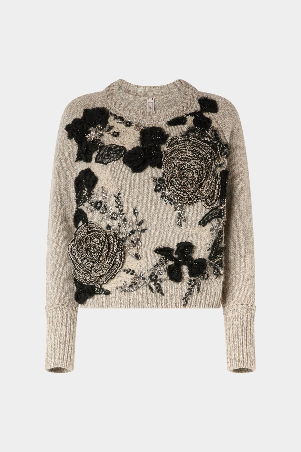 Floral Embroidered Crew-Neck Sweater
