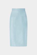 Gonna Midi in Pelle Patchwork Azzurra