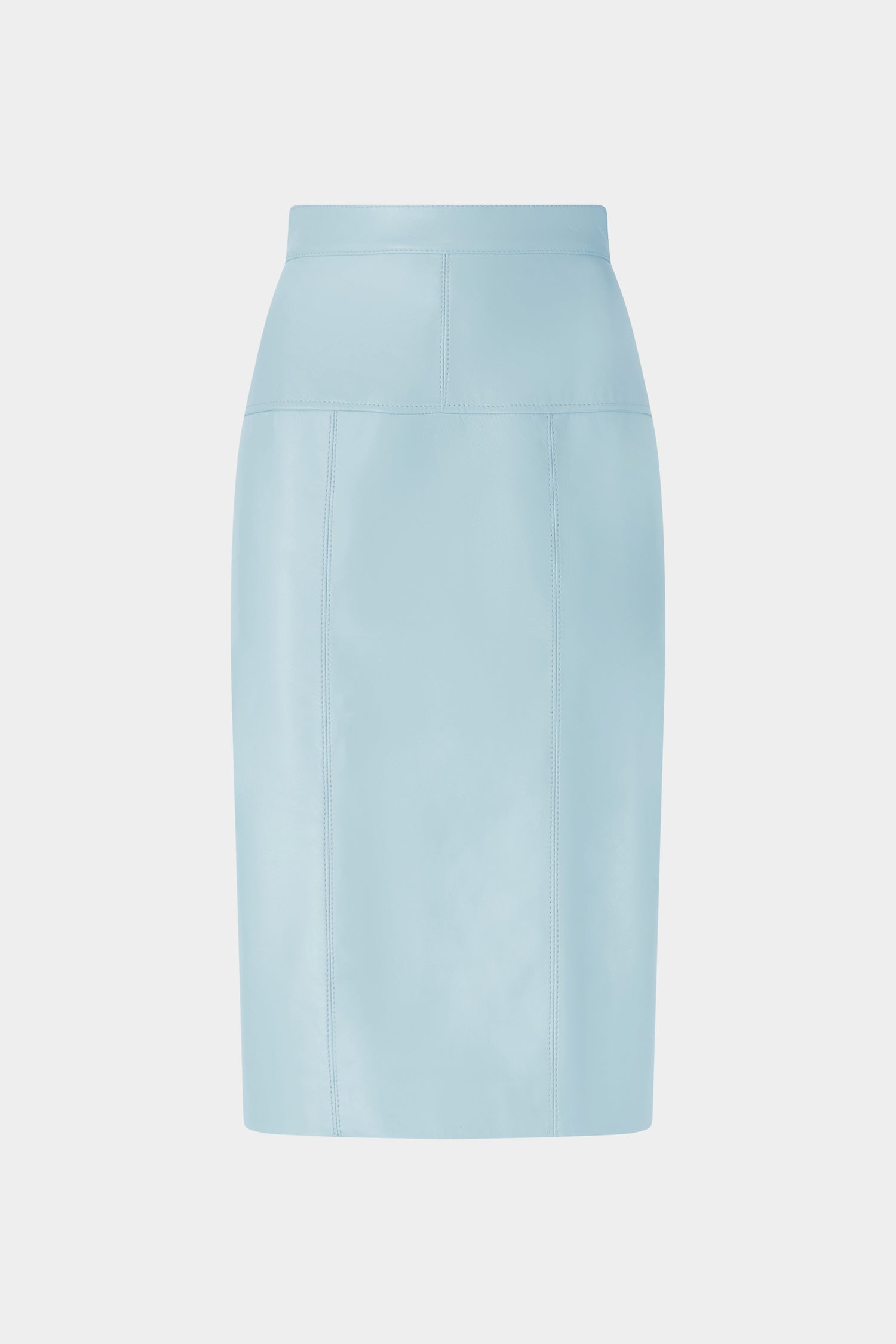 Gonna Midi in Pelle Patchwork Azzurra