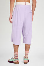 Lilac Leather Relaxed Bermuda Shorts