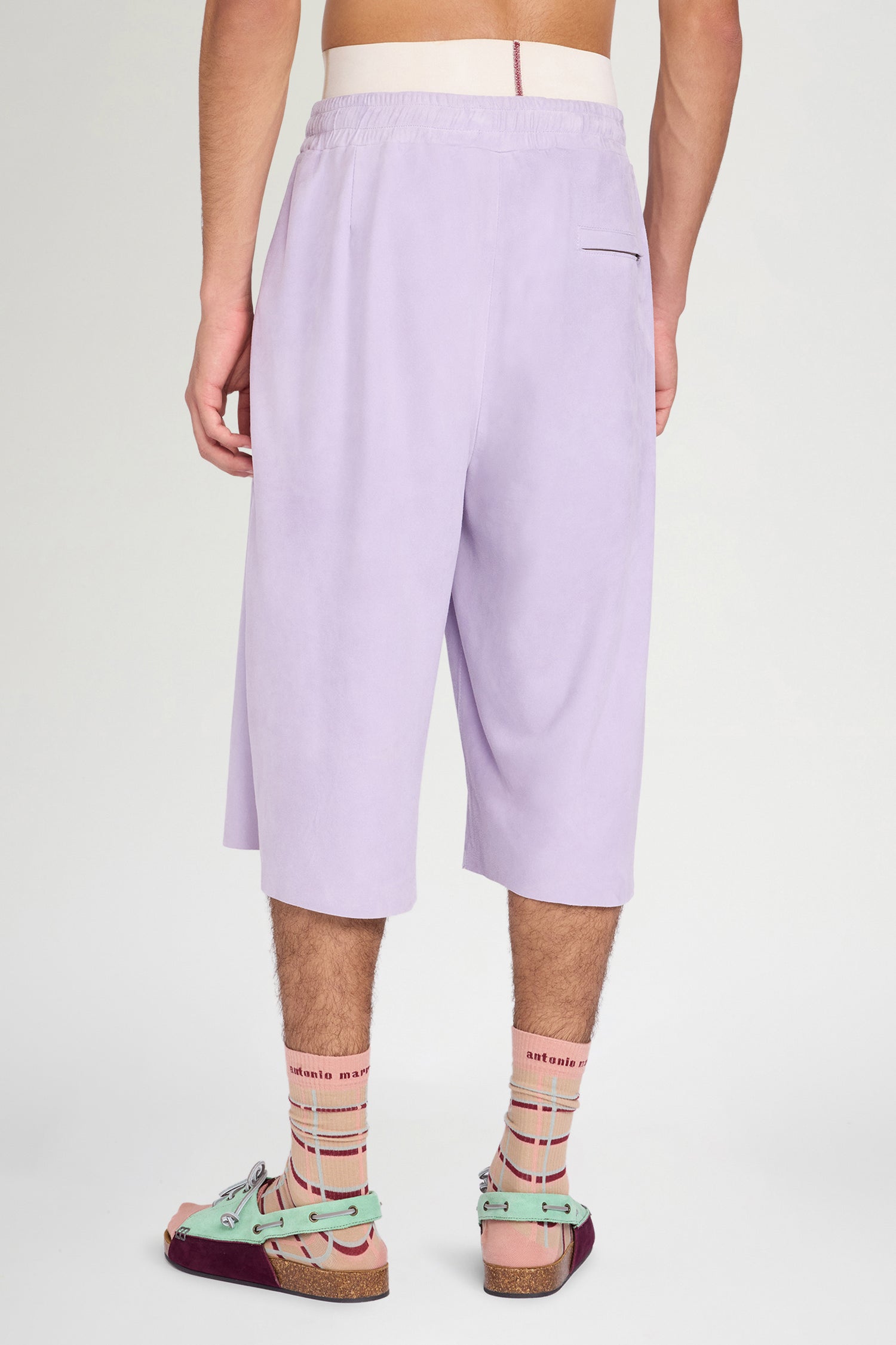 Lilac Leather Relaxed Bermuda Shorts