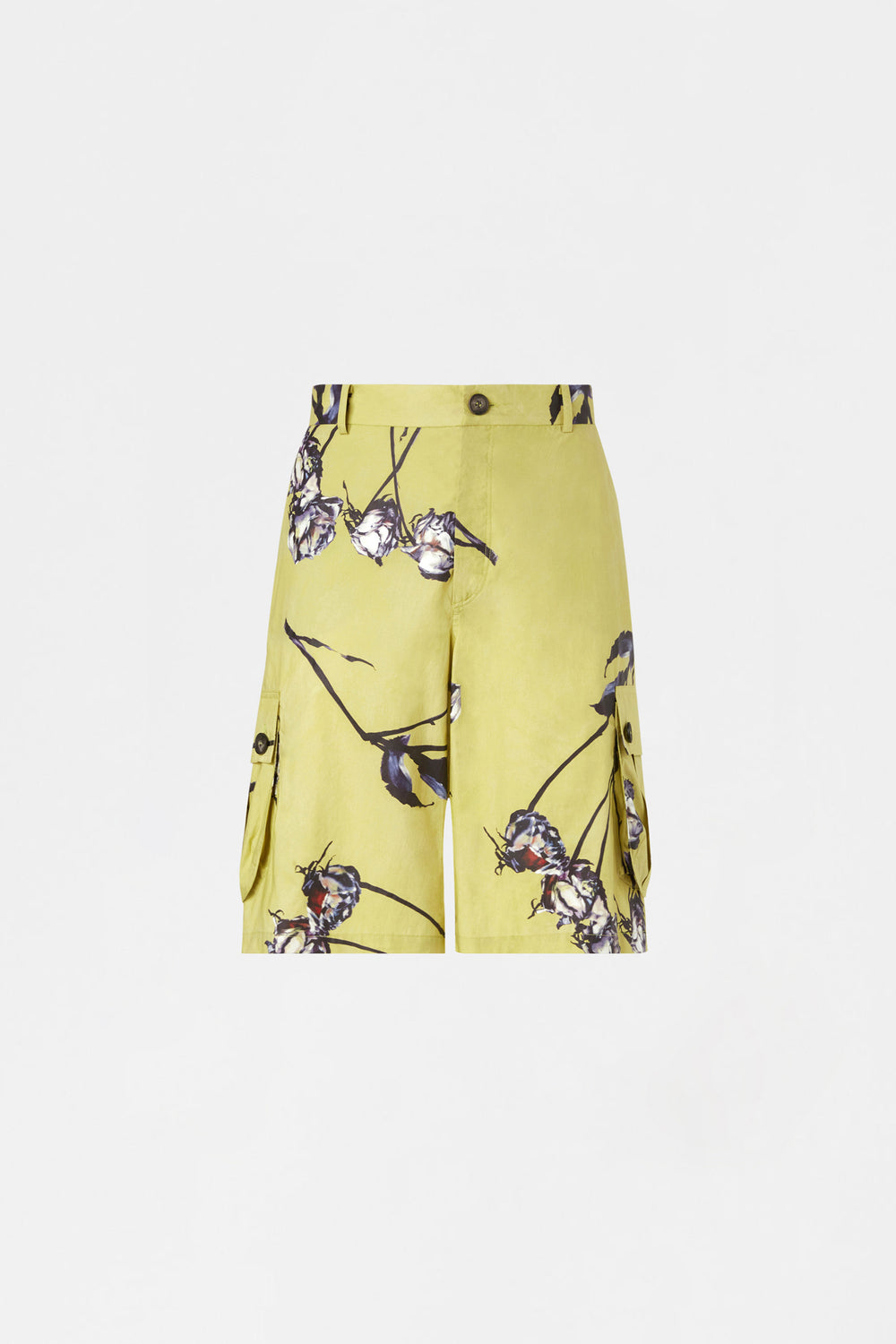 Lime Floral Cargo Shorts