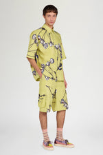 Lime Floral Cargo Shorts