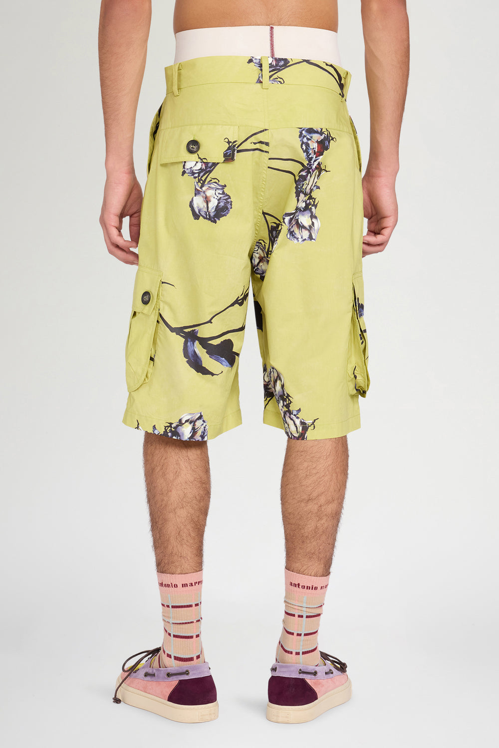 Lime Floral Cargo Shorts