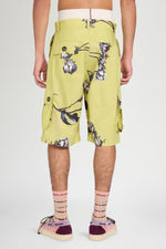 Lime Floral Cargo Shorts