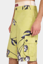 Lime Floral Cargo Shorts