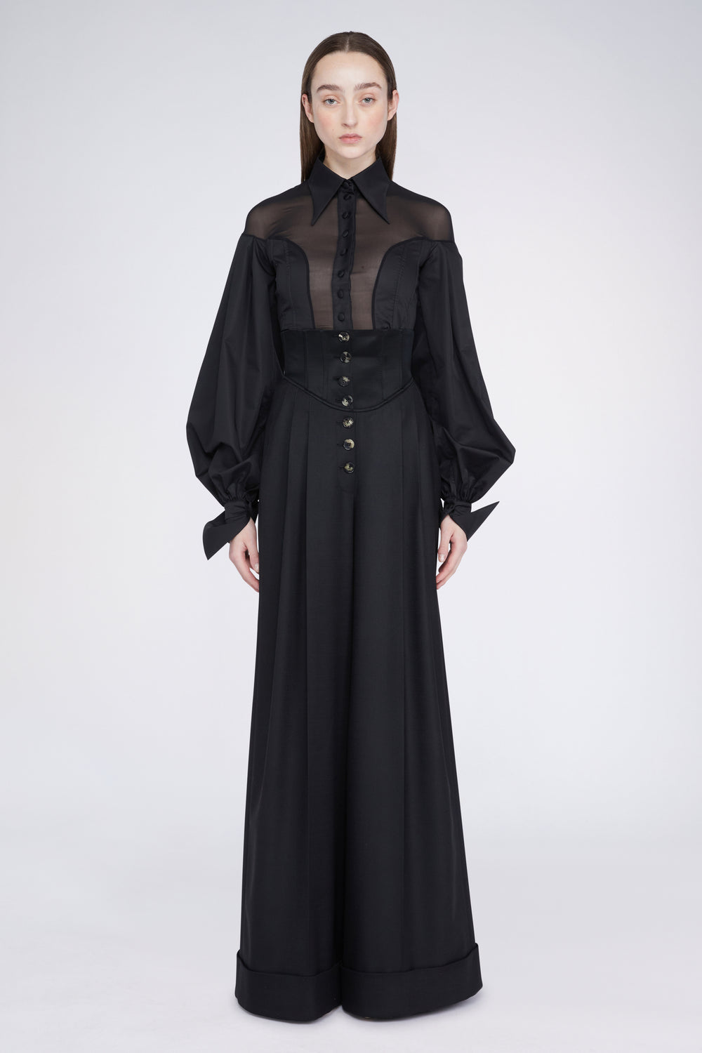 Pantaloni Palazzo Neri a Vita Alta