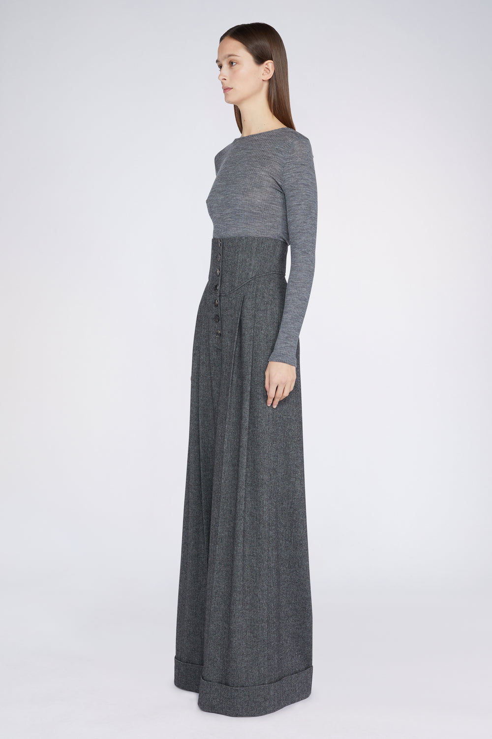 Grey Palazzo Pants with High waist