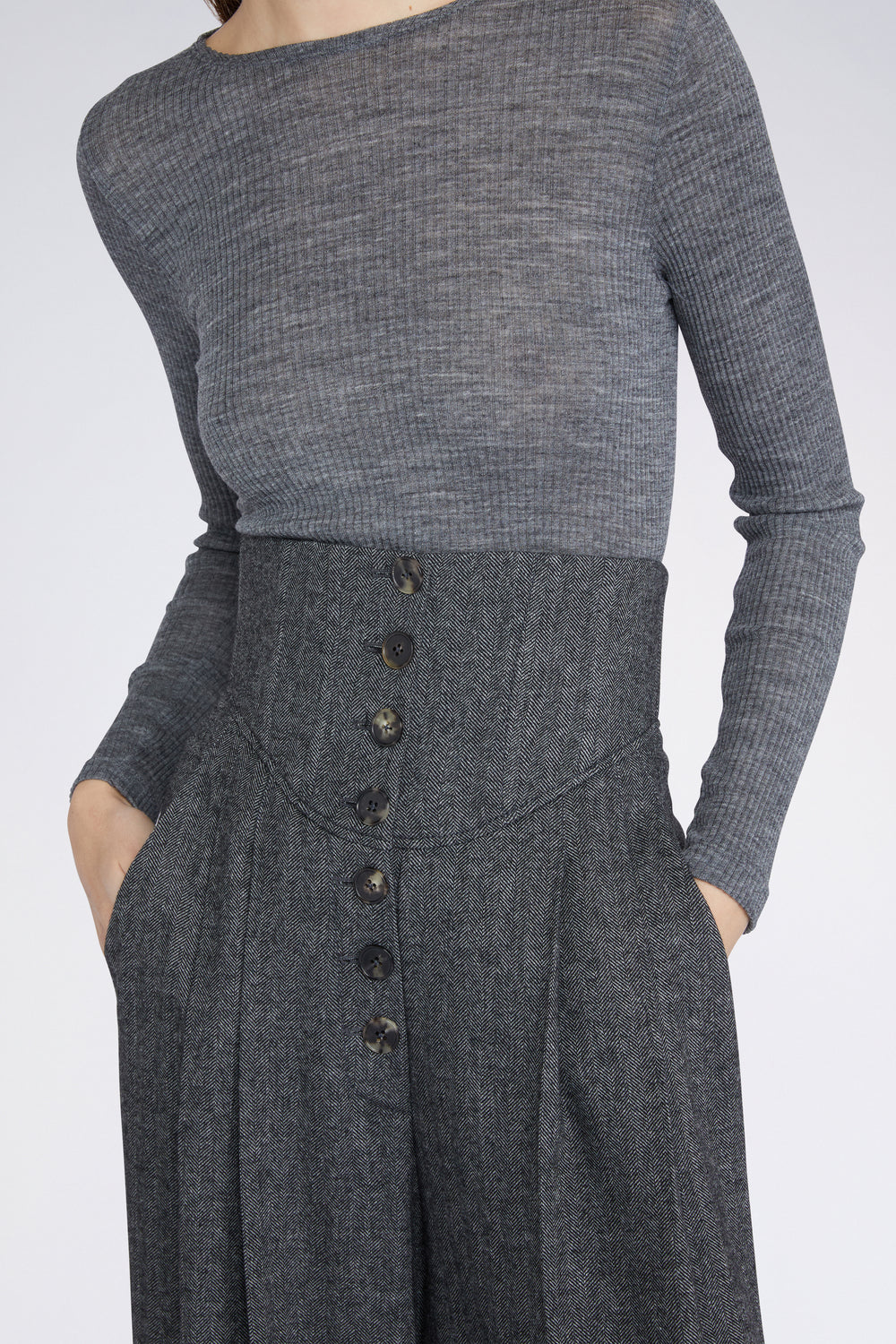 Grey Palazzo Pants with High waist