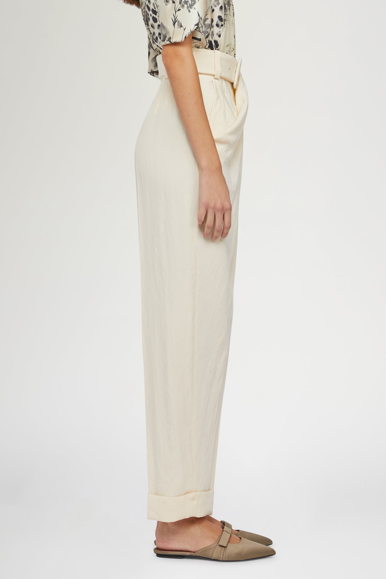 Pantaloni Gamba Larga Crema