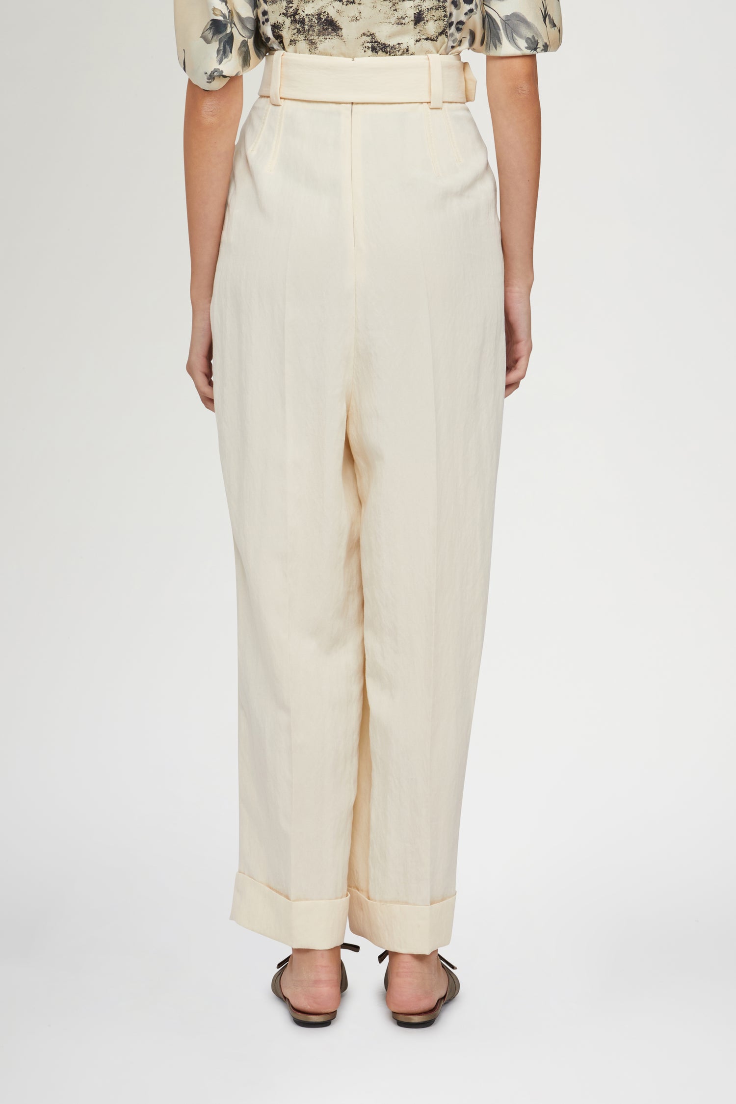 Pantaloni Gamba Larga Crema
