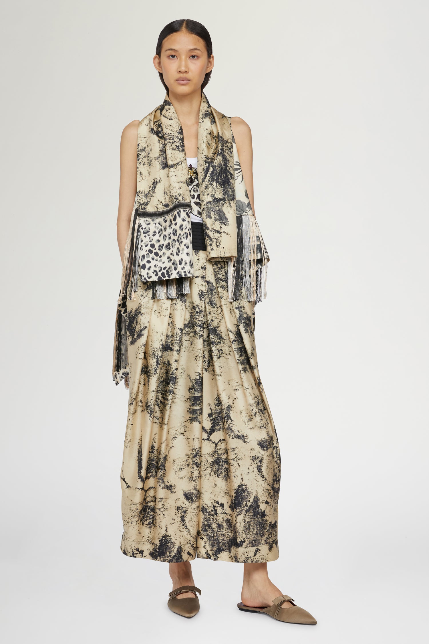 Wide-Leg Pants Tropical Print