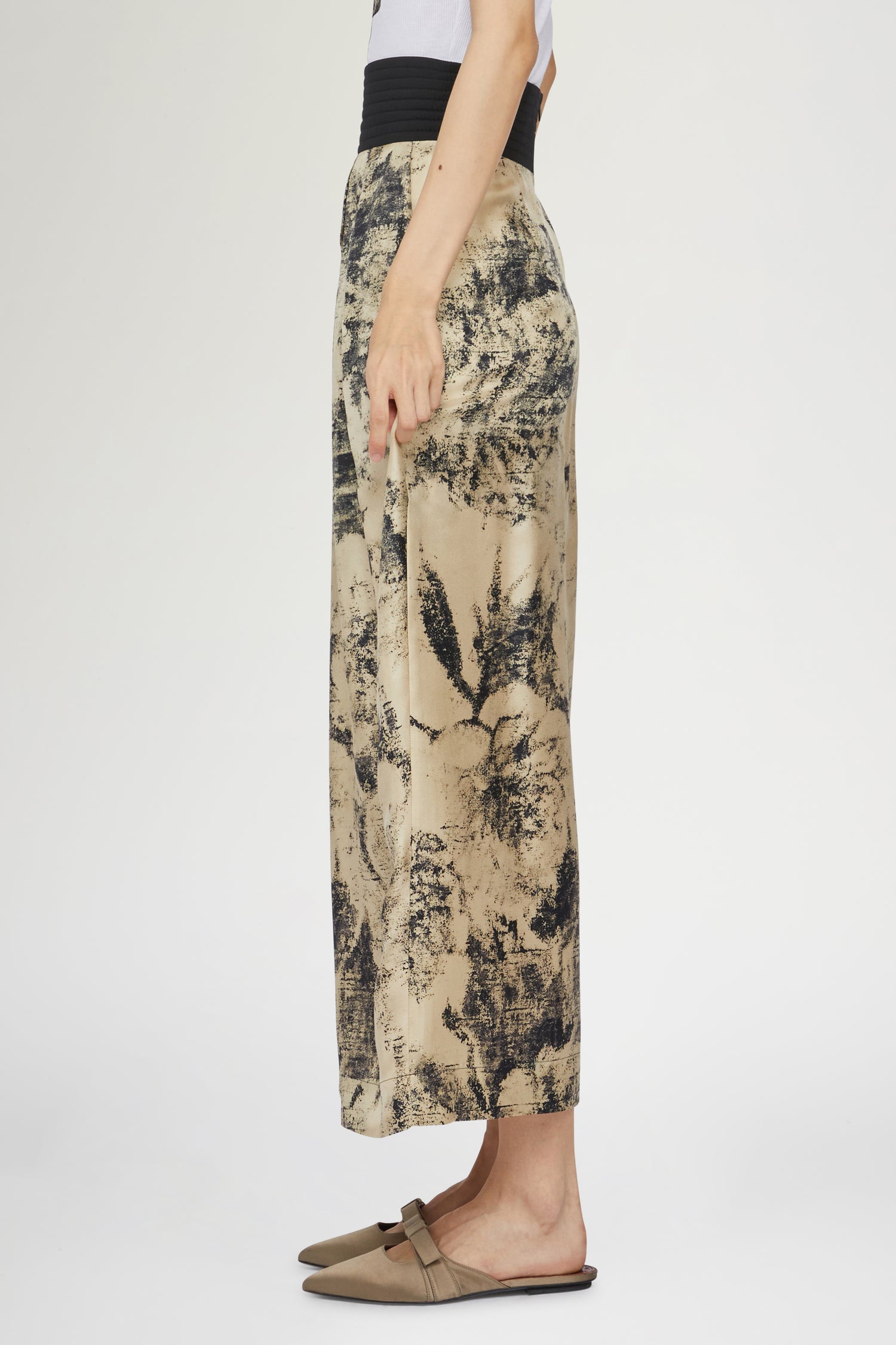 Wide-Leg Pants Tropical Print