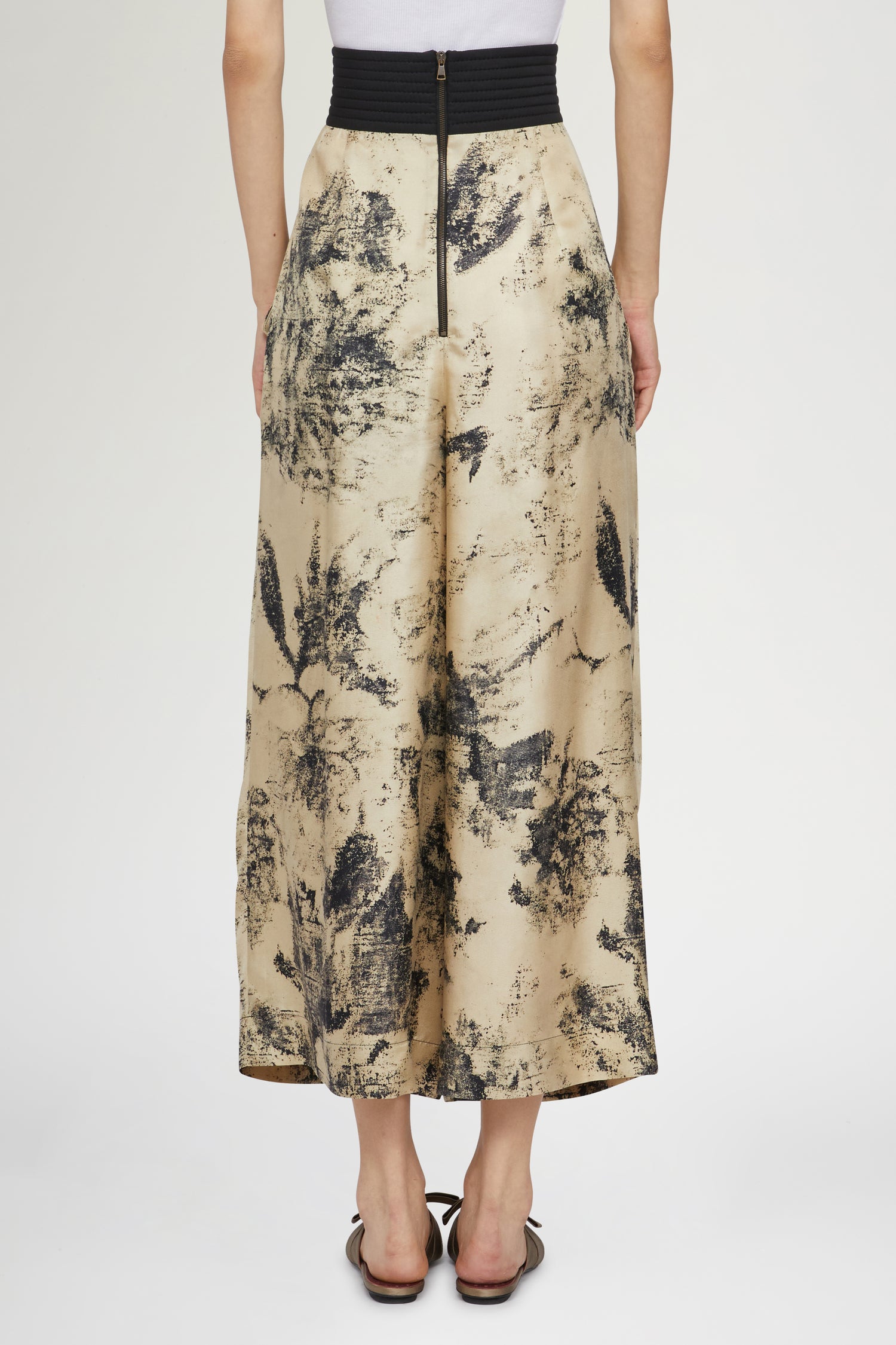 Wide-Leg Pants Tropical Print