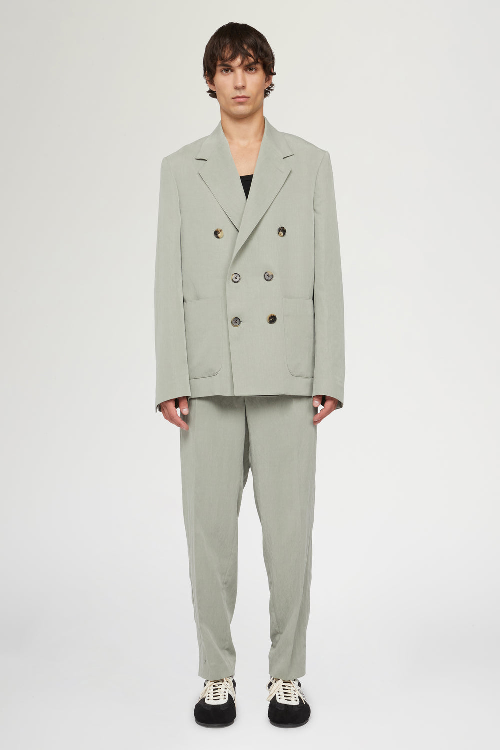 Sage Green Straight-Leg Trousers