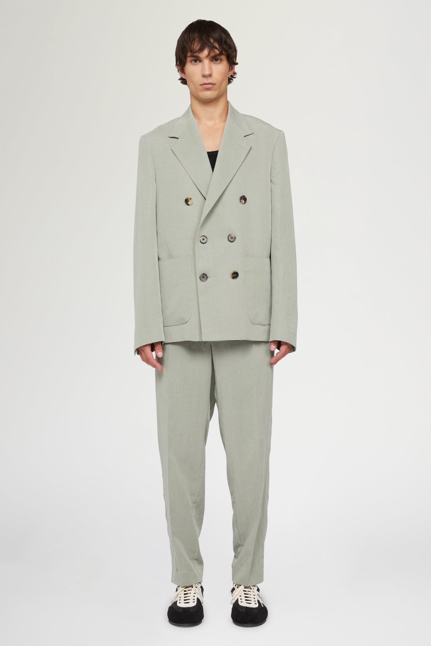 Sage Green Straight-Leg Trousers