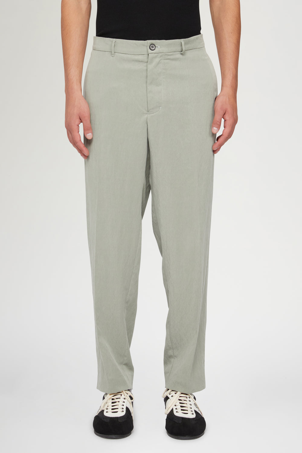 Sage Green Straight-Leg Trousers
