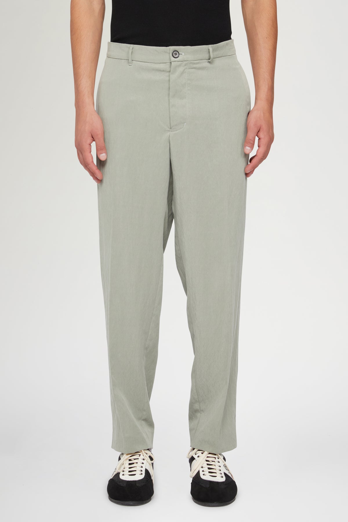 Sage Green Straight-Leg Trousers