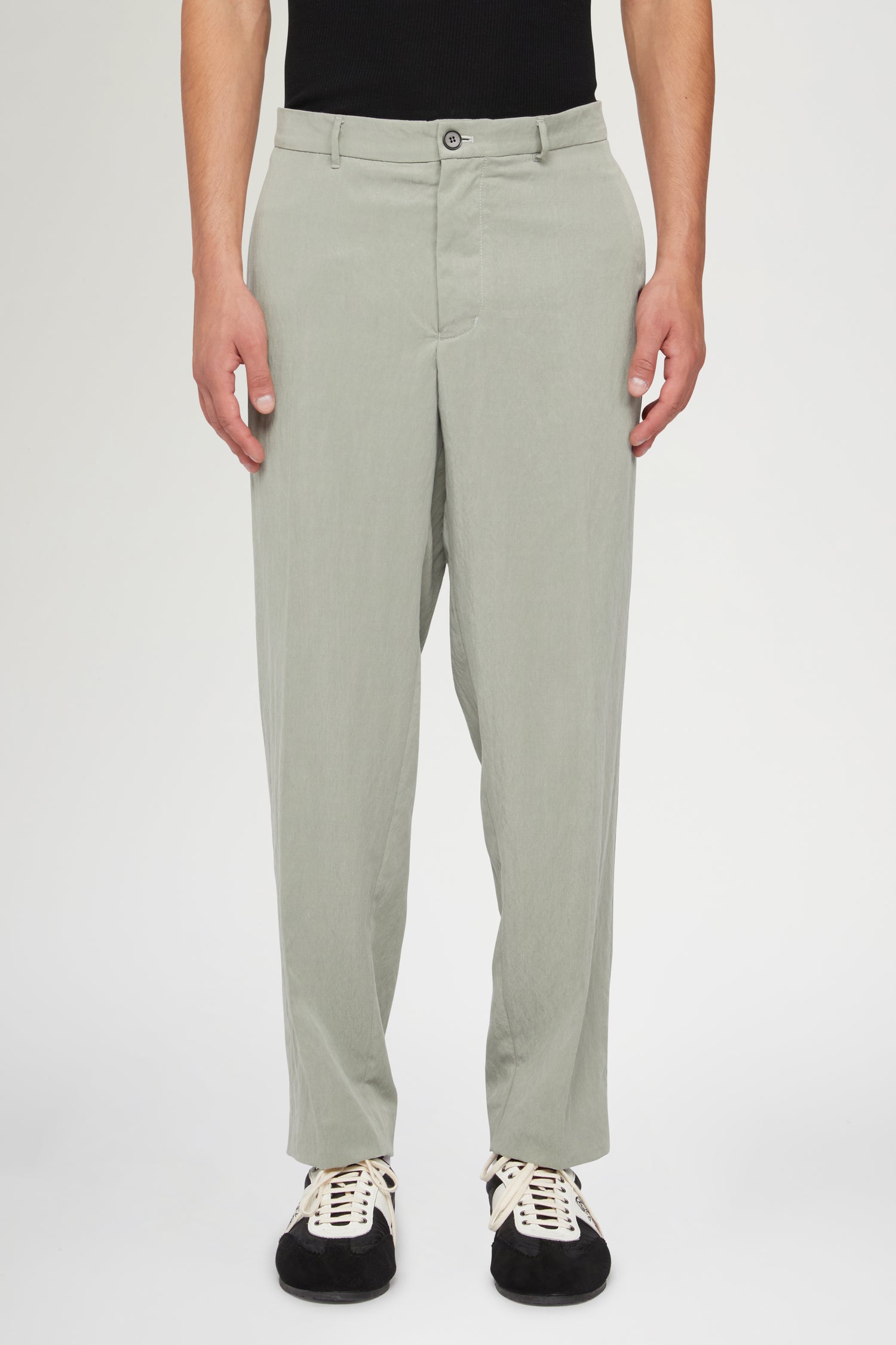 Sage Green Straight-Leg Trousers