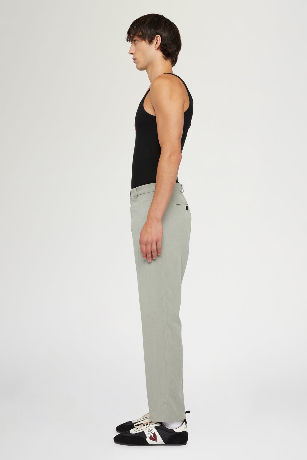 Sage Green Straight-Leg Trousers