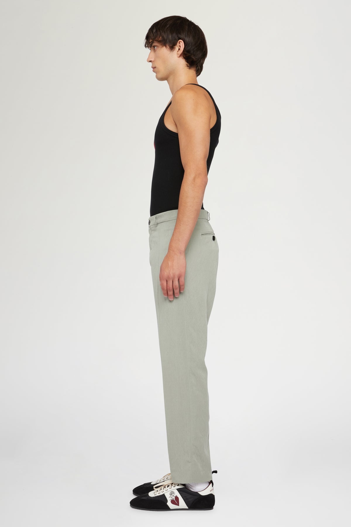 Sage Green Straight-Leg Trousers