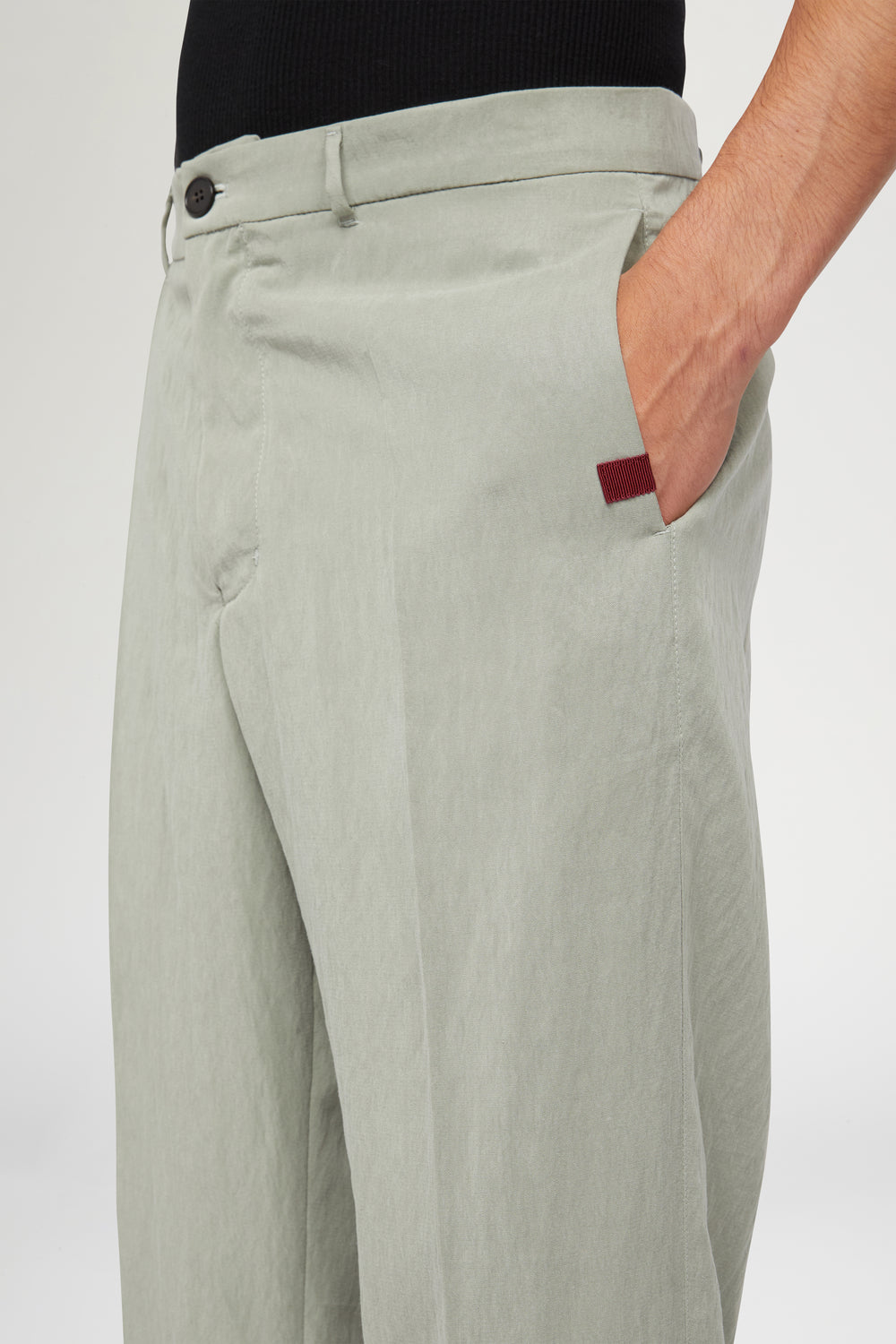 Sage Green Straight-Leg Trousers