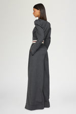 Pantaloni Gessati con Vita Stile Corsetto