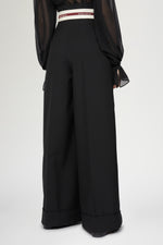 Pantaloni a Gamba Larga con Vita Stile Corsetto