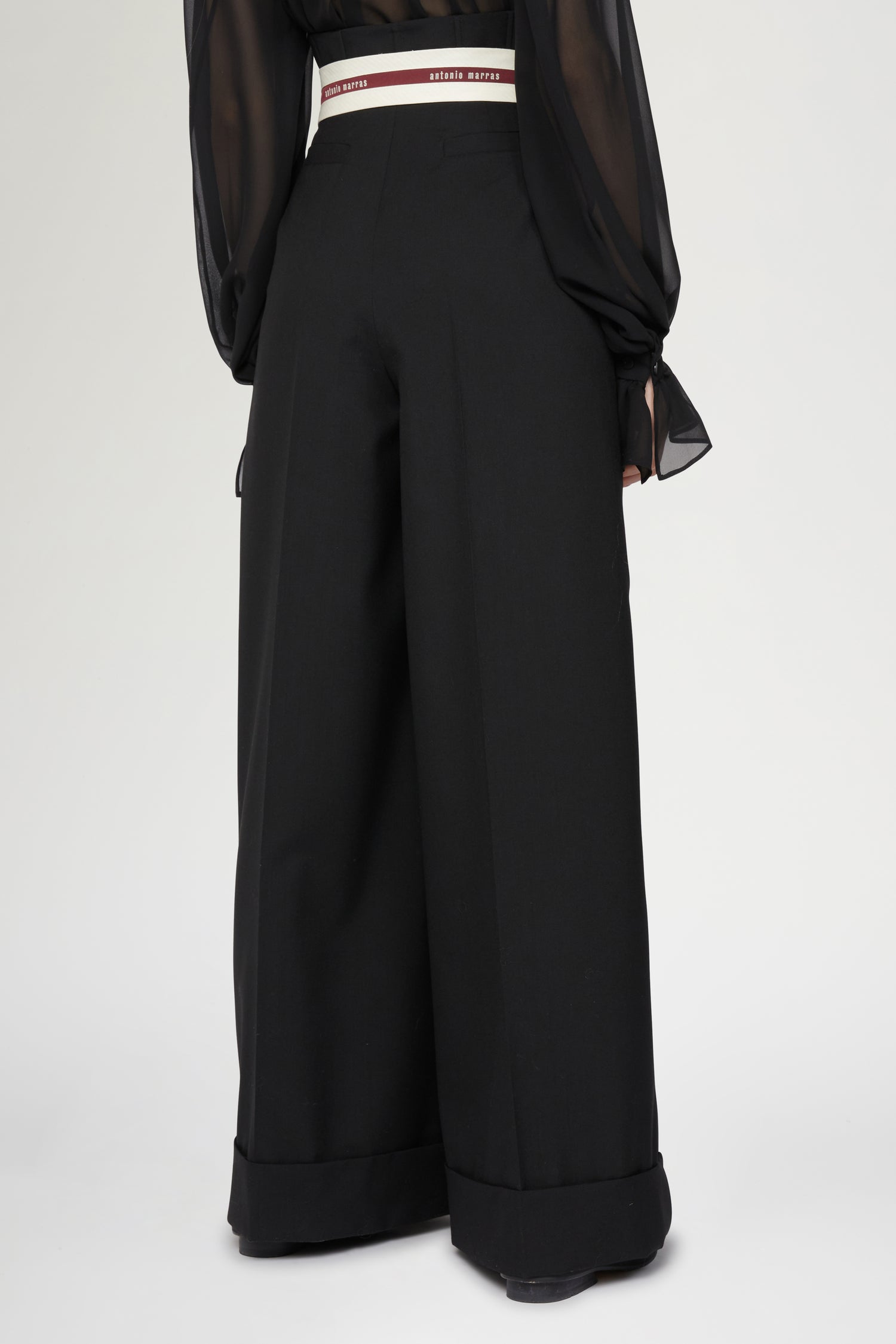 Pantaloni a Gamba Larga con Vita Stile Corsetto