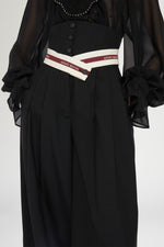 Pantaloni a Gamba Larga con Vita Stile Corsetto