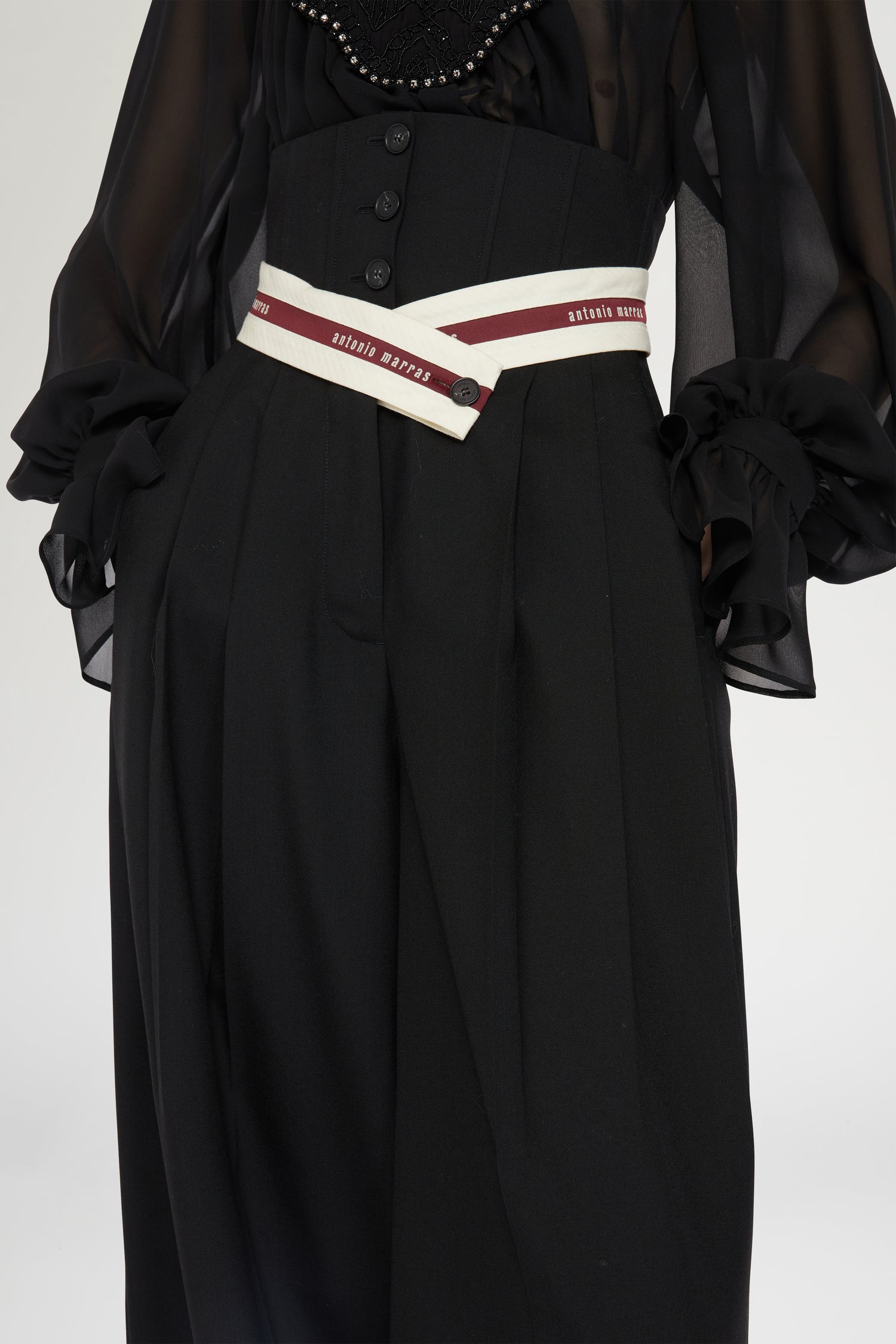 Pantaloni a Gamba Larga con Vita Stile Corsetto