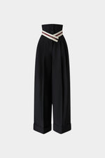 Pantaloni a Gamba Larga con Vita Stile Corsetto