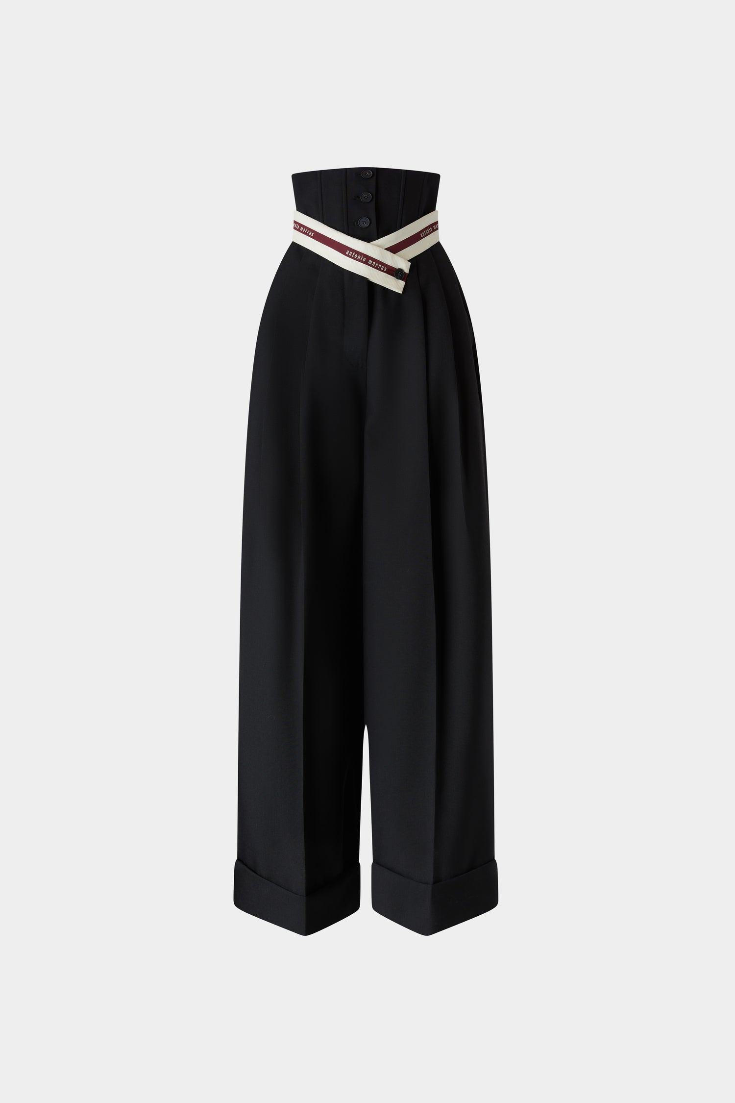 Pantaloni a Gamba Larga con Vita Stile Corsetto
