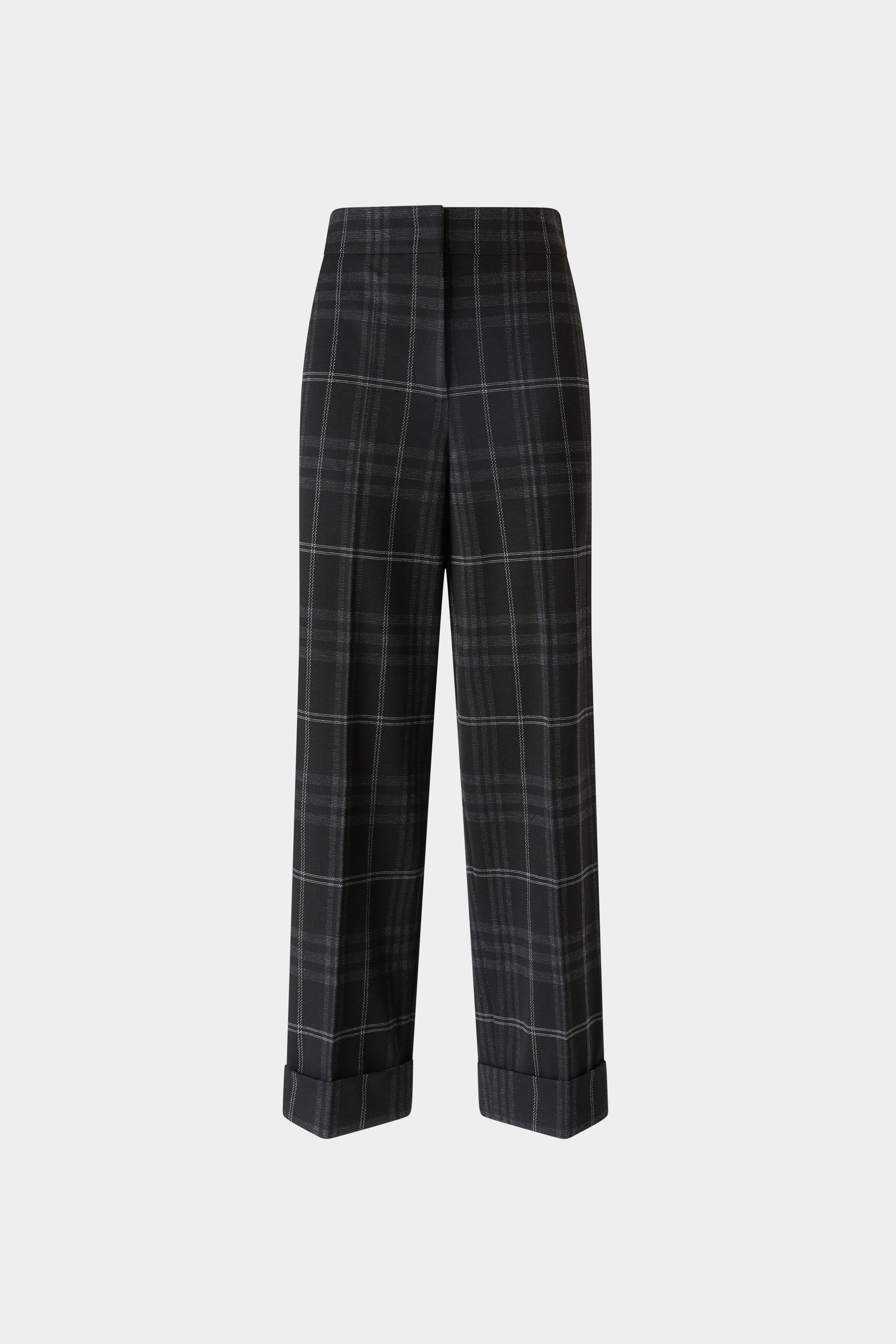 Black Check Low-Waist Pants