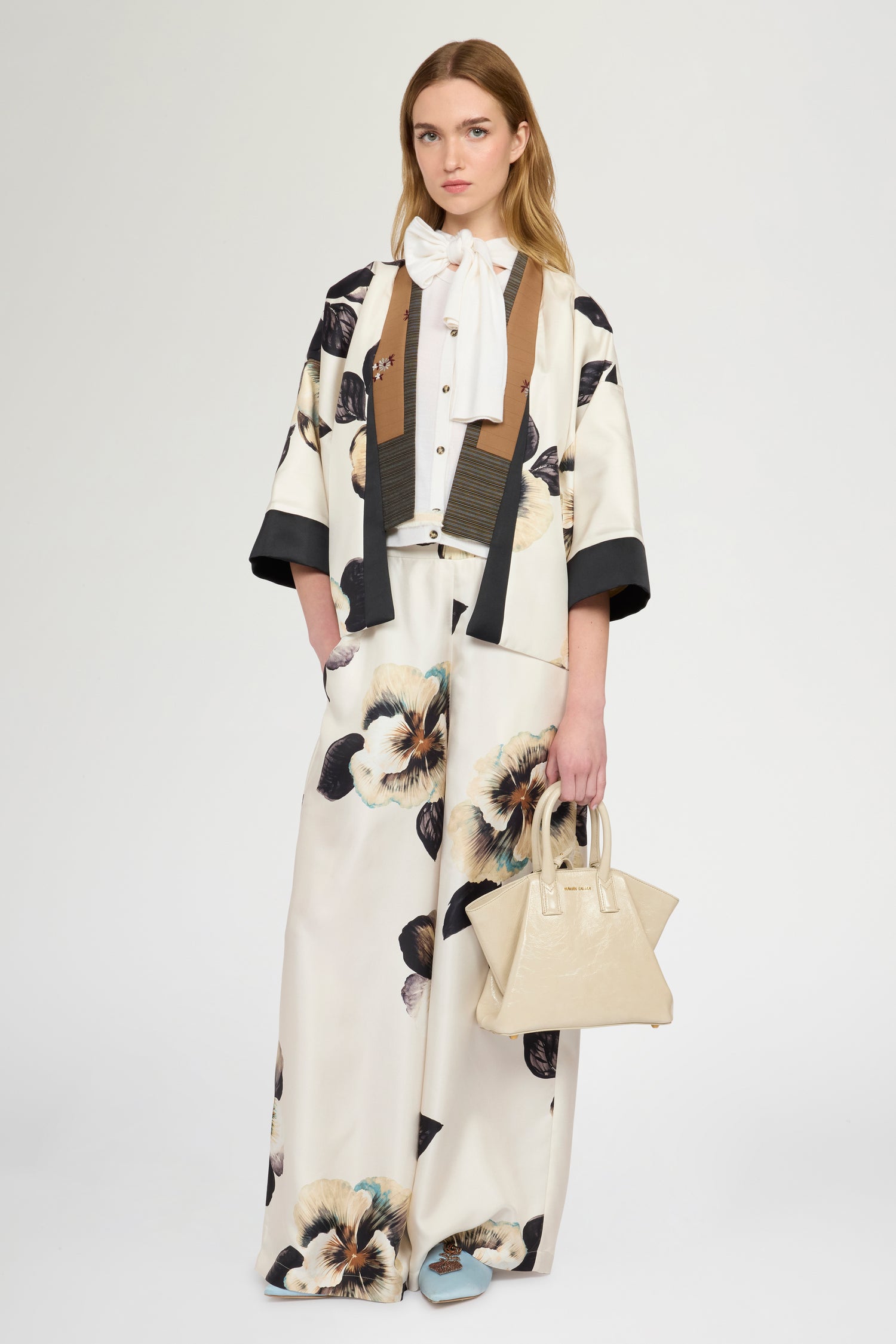 Palazzo Pants in Silk Twill with Floral Print