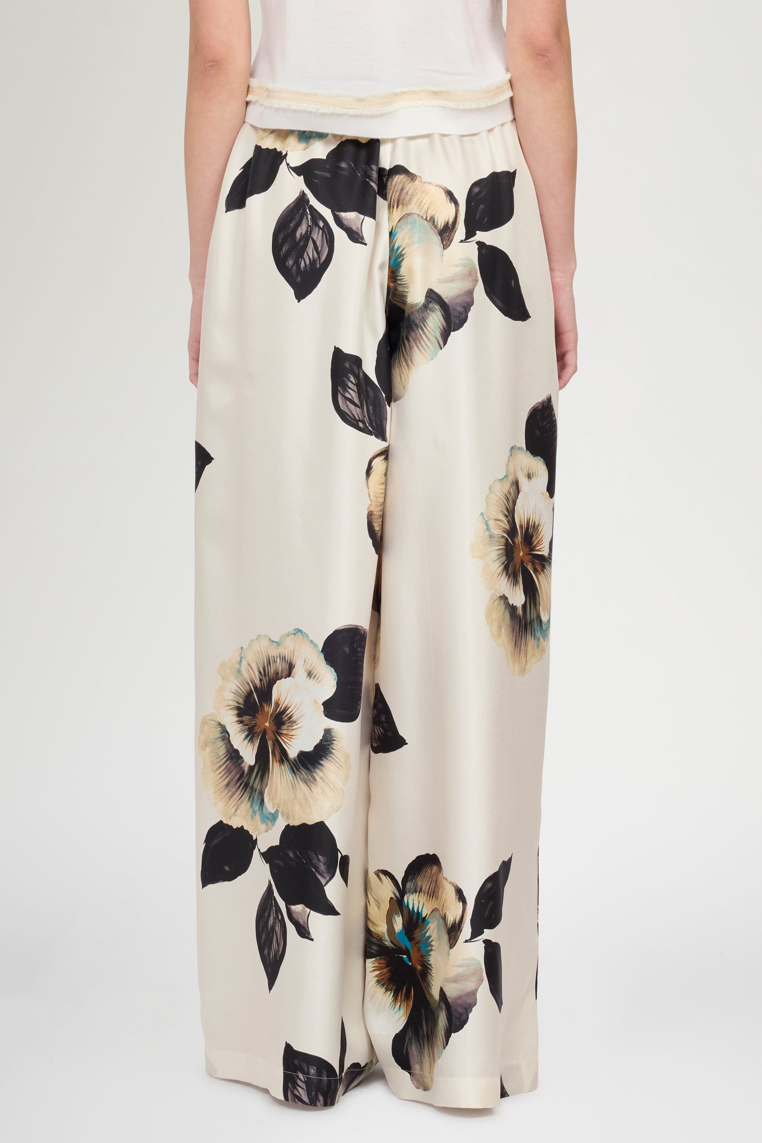 Palazzo Pants in Silk Twill with Floral Print