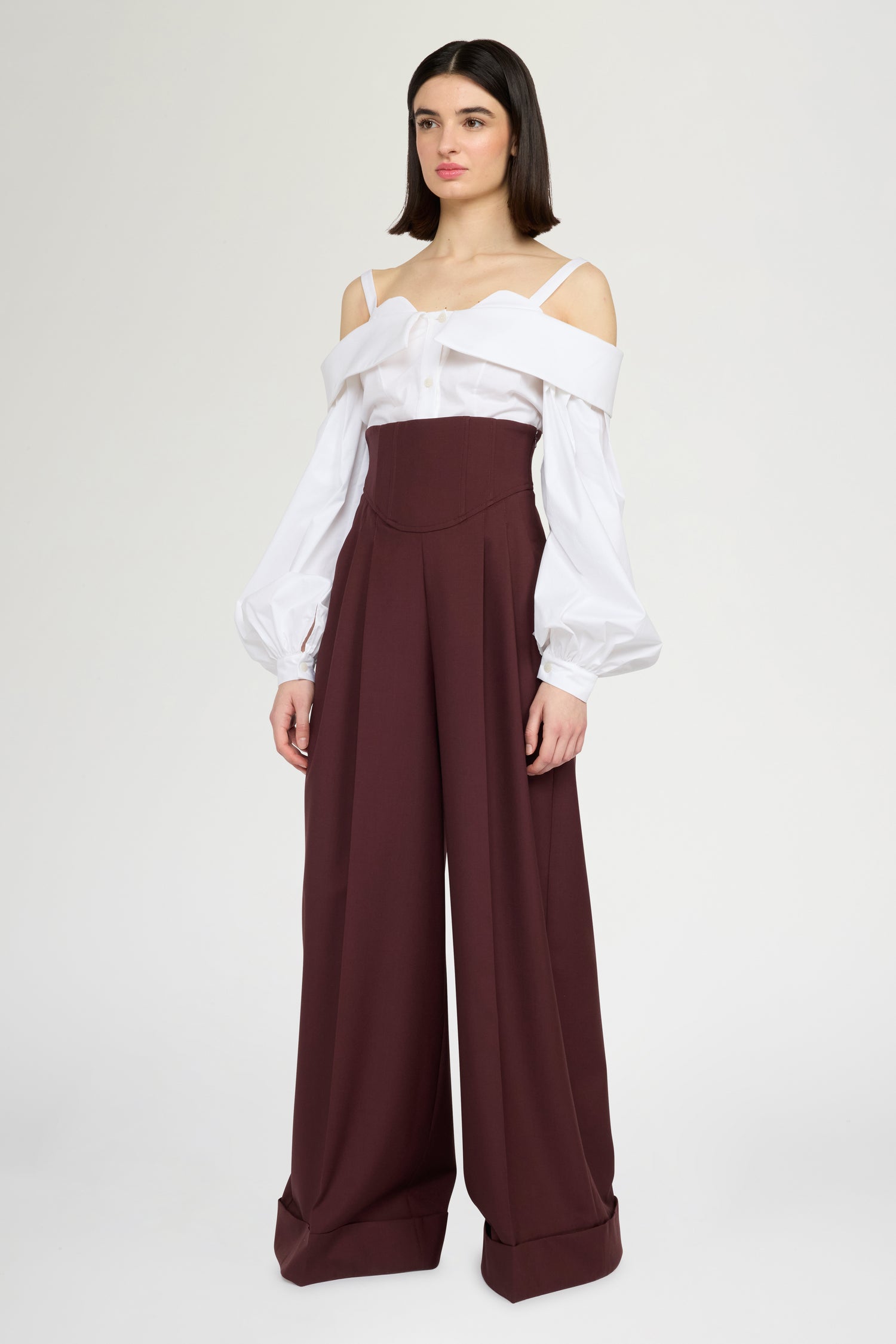 Wide-Leg Trousers With Corset Waist